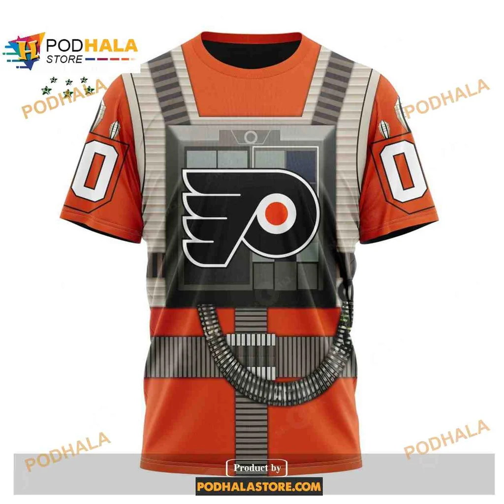 Playful Philadelphia Flyers Rebel Pilot All Over Print Hoodie With X Wing Design Playful Philadelphia Flyers Rebel Pilot All Over Print Hoodie With X Wing Design