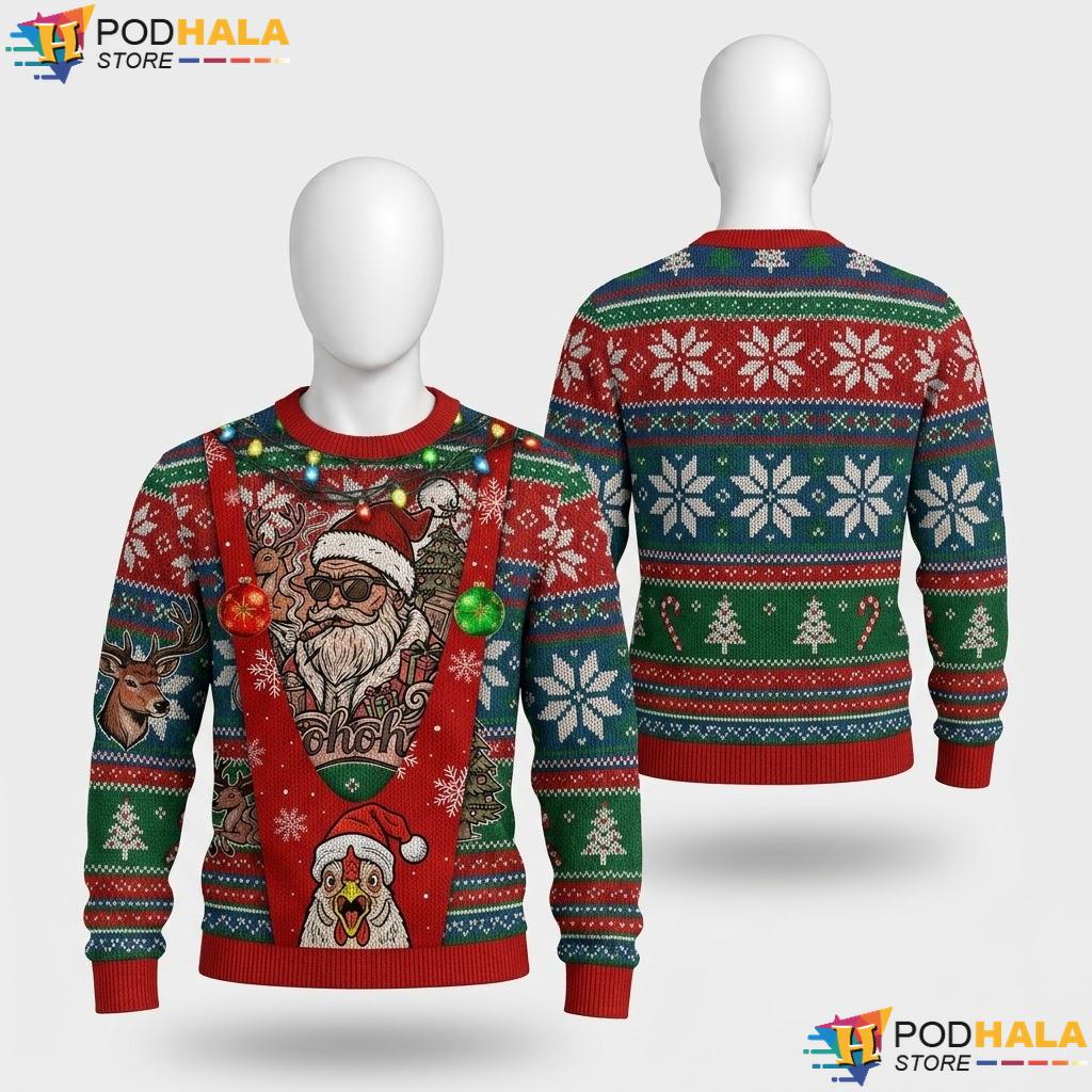 Playful Reindeer Funny Holiday Sweater Festive Santa Christmas Top Mens