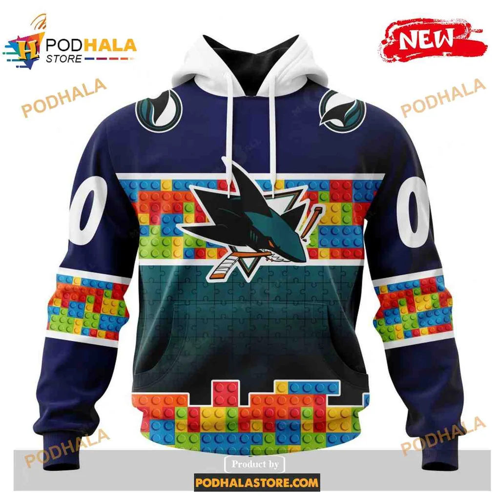 Playful San Jose Sharks 3d Hoodie With Colorful Pixelated Design