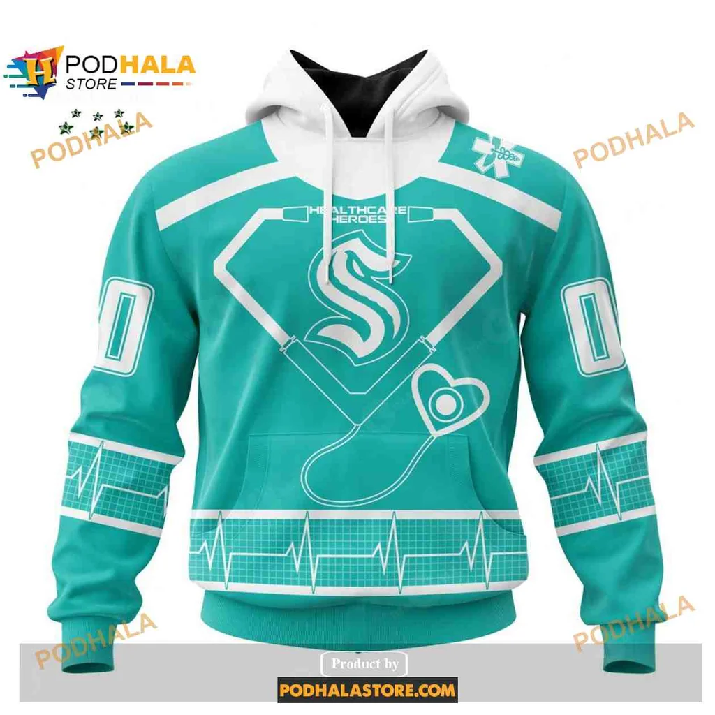 Playful Seattle Kraken Superhero 3d Hoodie With Heartbeat Design