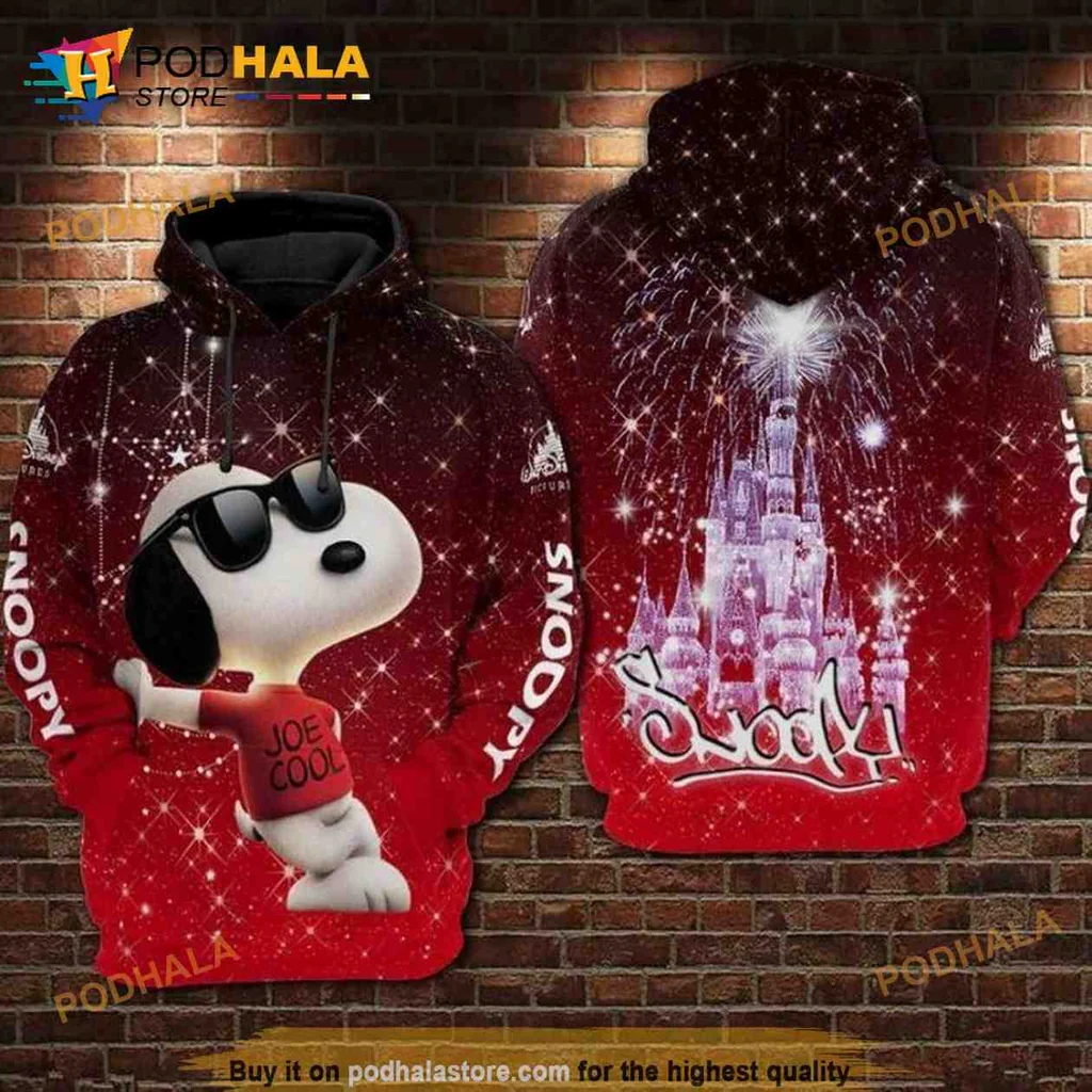Playful Snoopy Cool 3d Hoodie With Twinkling Starry Background