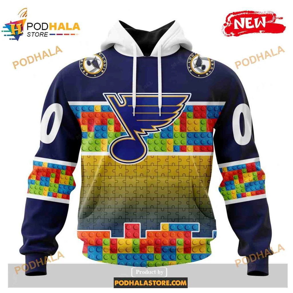 Playful St Louis Blues 3d Hoodie With Colorful Puzzle Gradient Design