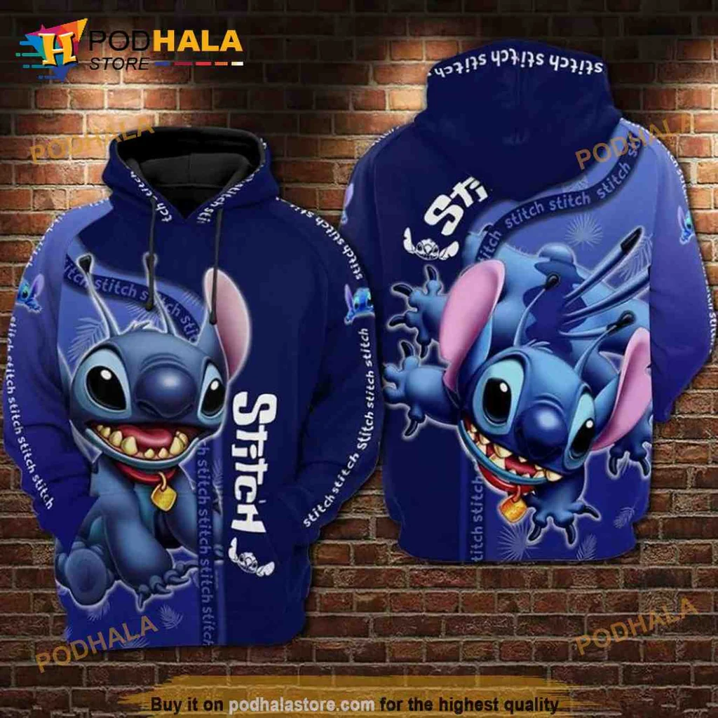 Playful Stitch Disney 3d Hoodie With Colorful Cartoon Design