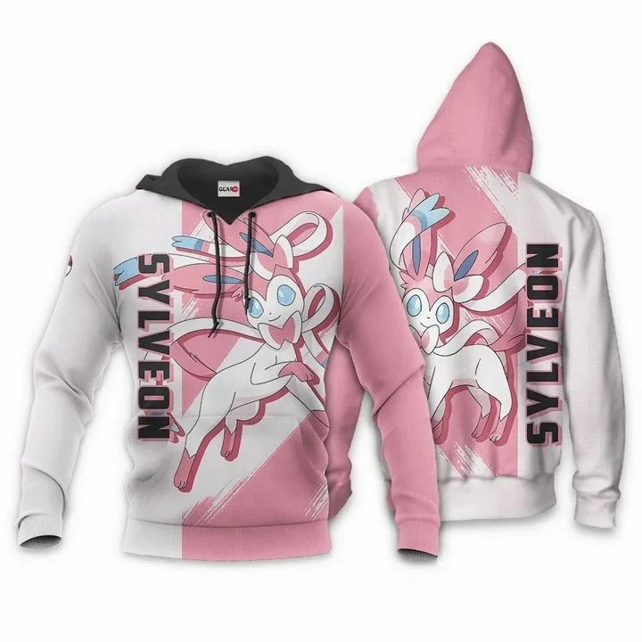 Playful Sylveon Pokemon 3d Hoodie With Dynamic Graphic Design