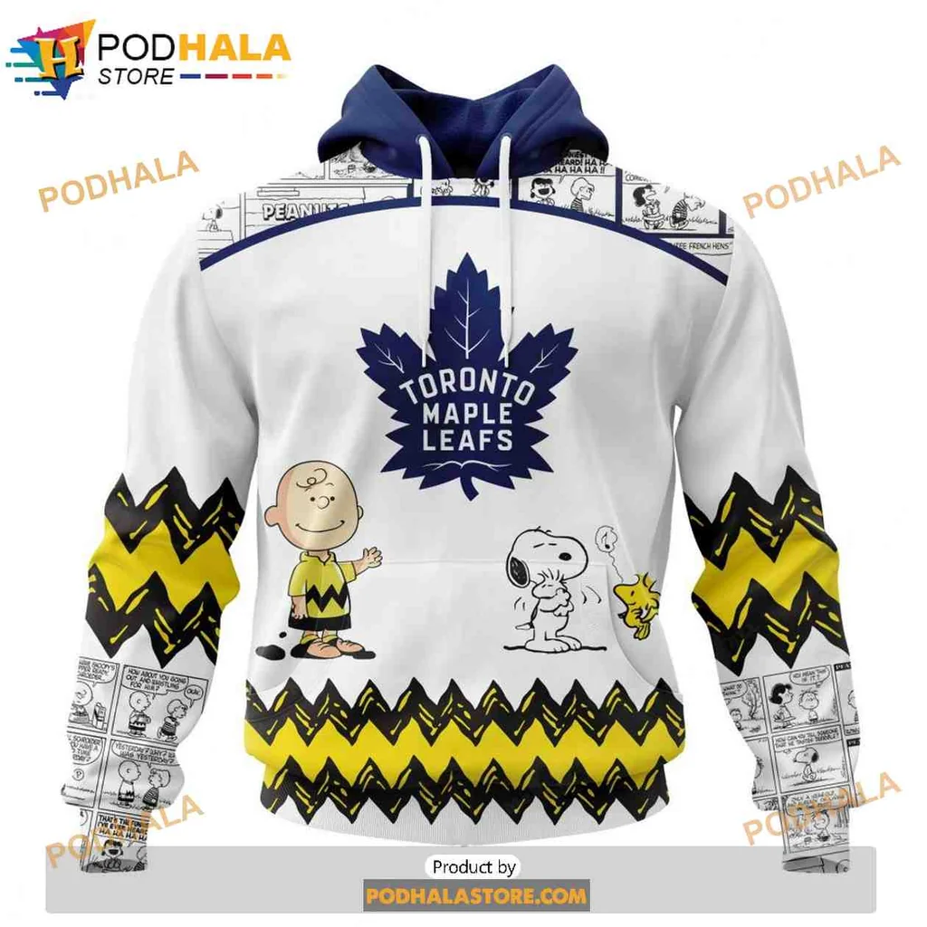 Playful Toronto Maple Leafs Peanuts 3d Hoodie Featuring Snoopy And Charlie Brown