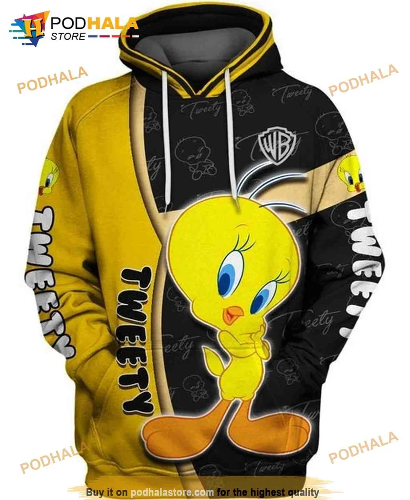 Playful Tweety Bird 3d Hoodie Featuring Bright Cartoon Design