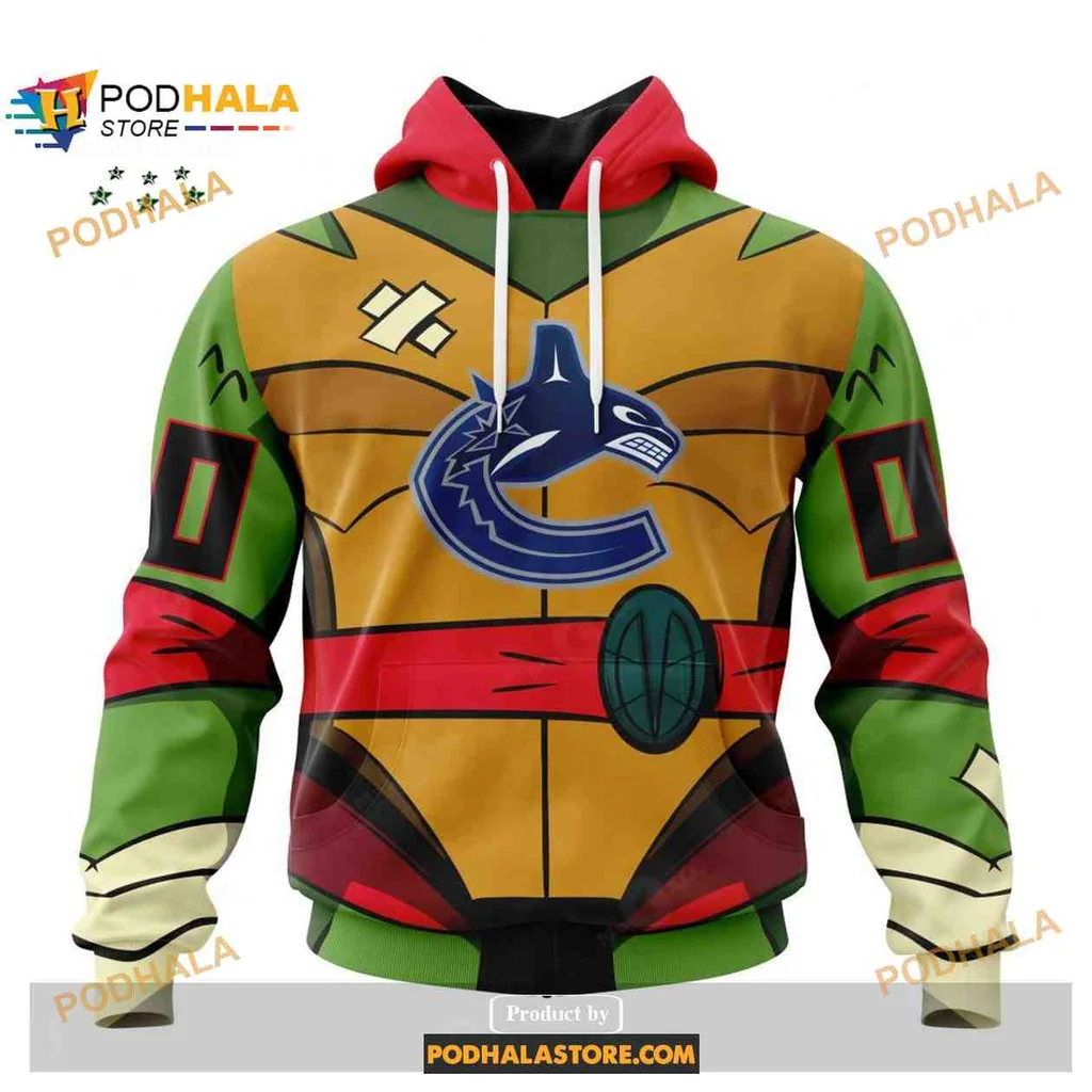 Playful Vancouver Canucks Ninja Turtles 3d Hoodie With Orca Design