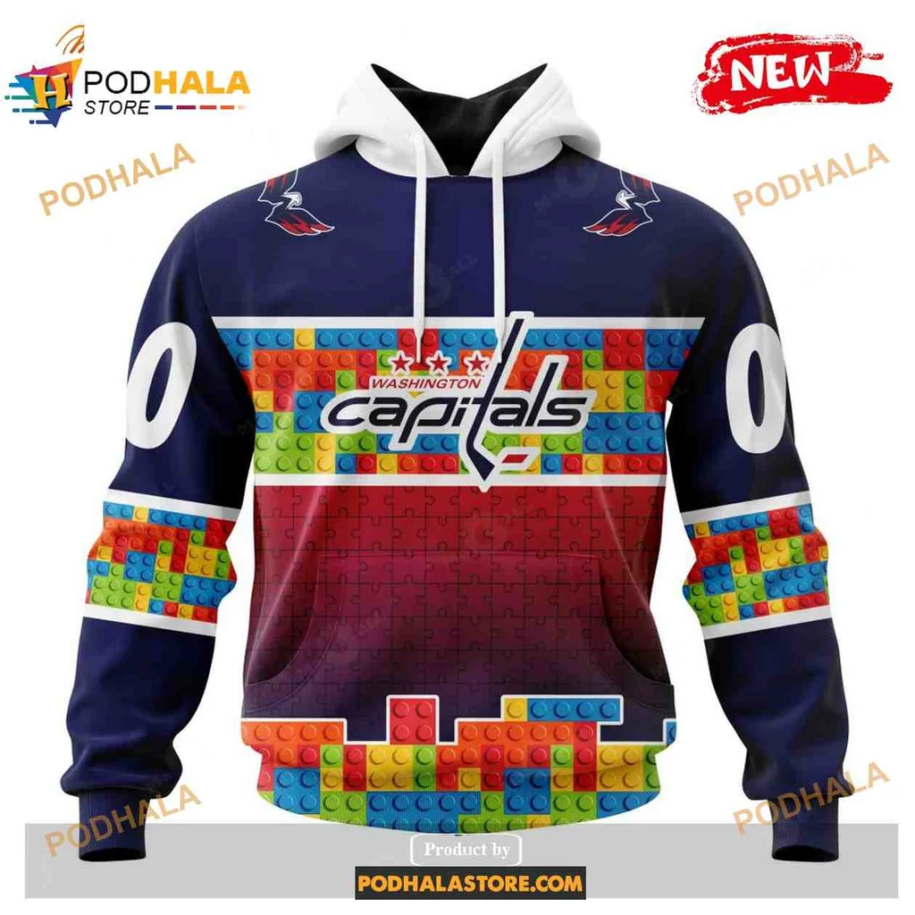 Playful Washington Capitals 3d Hoodie With Gradient Color Design