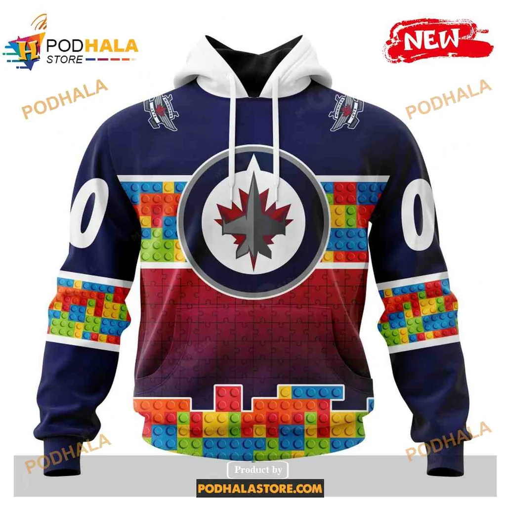Playful Winnipeg Jets 3d Hoodie With Colorful Gradient Design