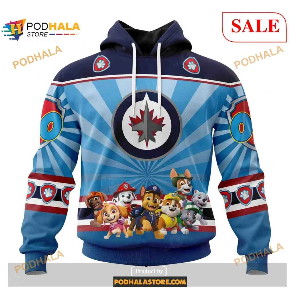 Playful Winnipeg Jets Paw Patrol 3d Hoodie With Colorful Characters