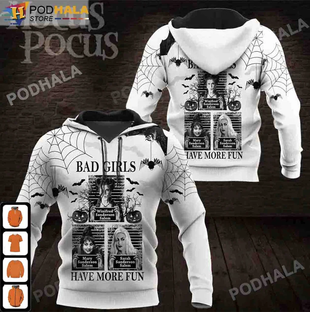 Playful Witches Halloween 3d Hoodie Featuring Bad Girls Have More Fun Design