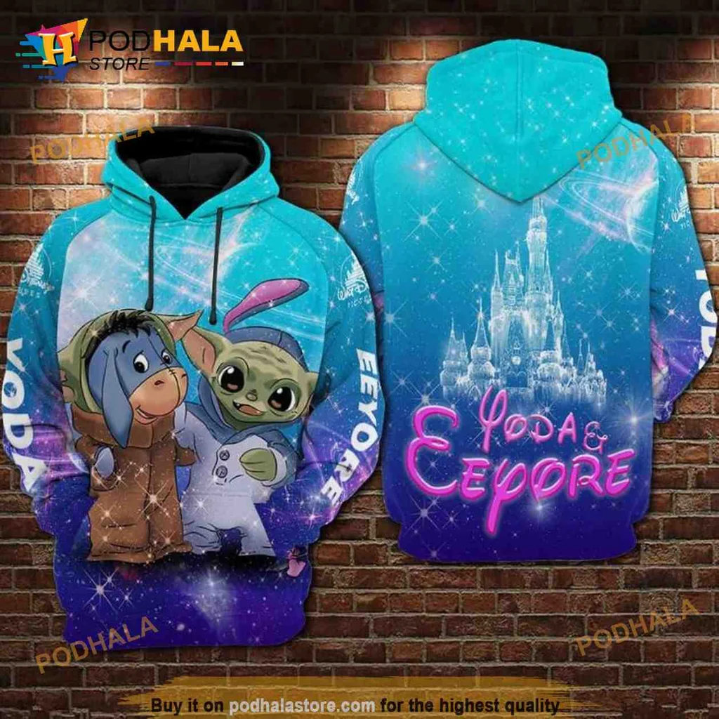 Playful Yoda Eeyore 3d Hoodie With Whimsical Disneyland Design