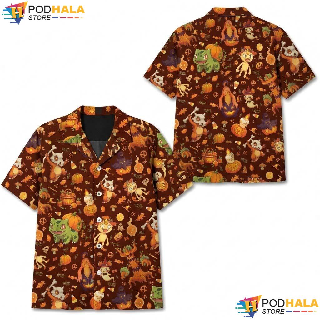 Poke Harvest Halloween Hawaiian Shirt Spooky Fantasy Autumn Outfit