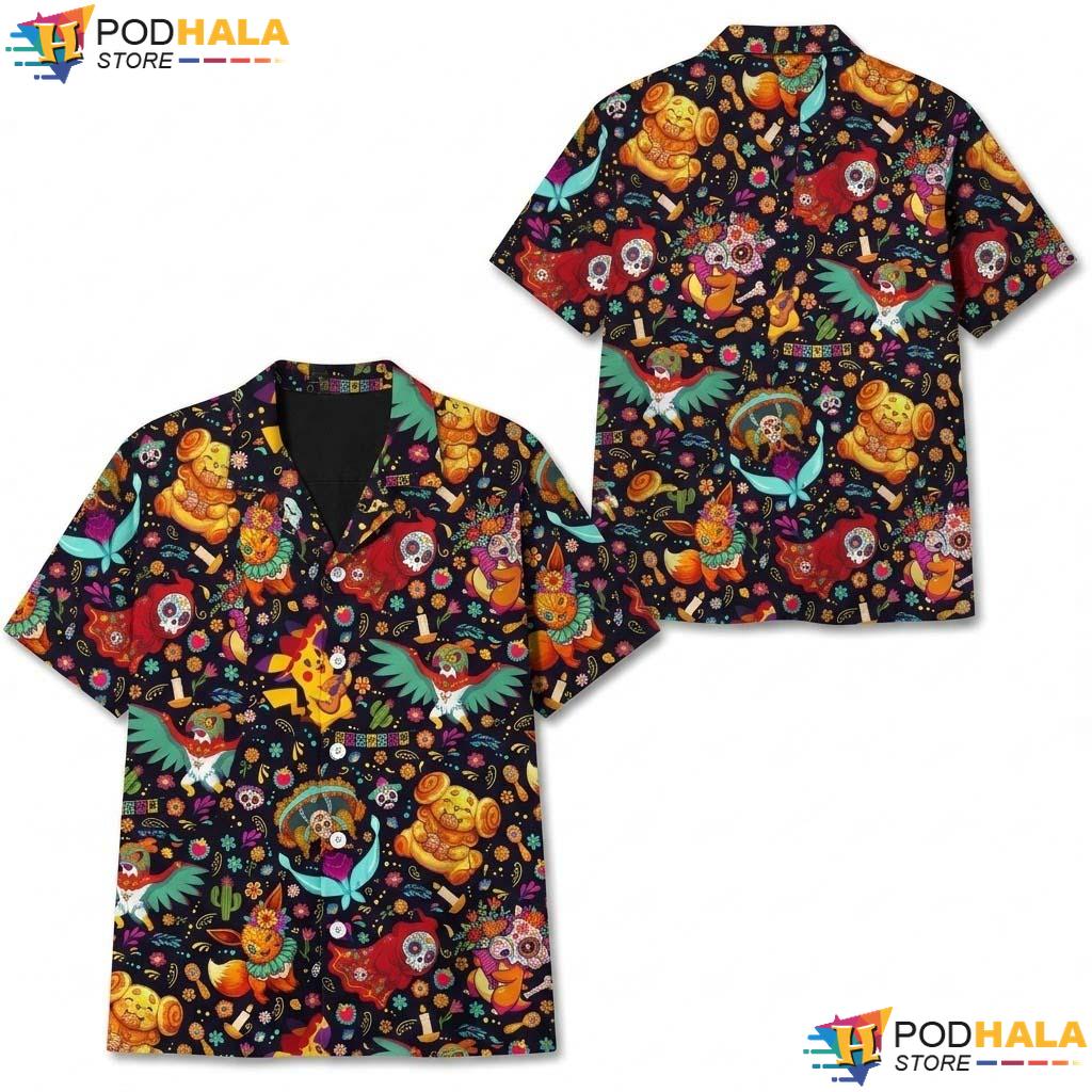 Poke Sugar Skull Halloween Hawaiian Shirt Dia De Los Muertos Party Top