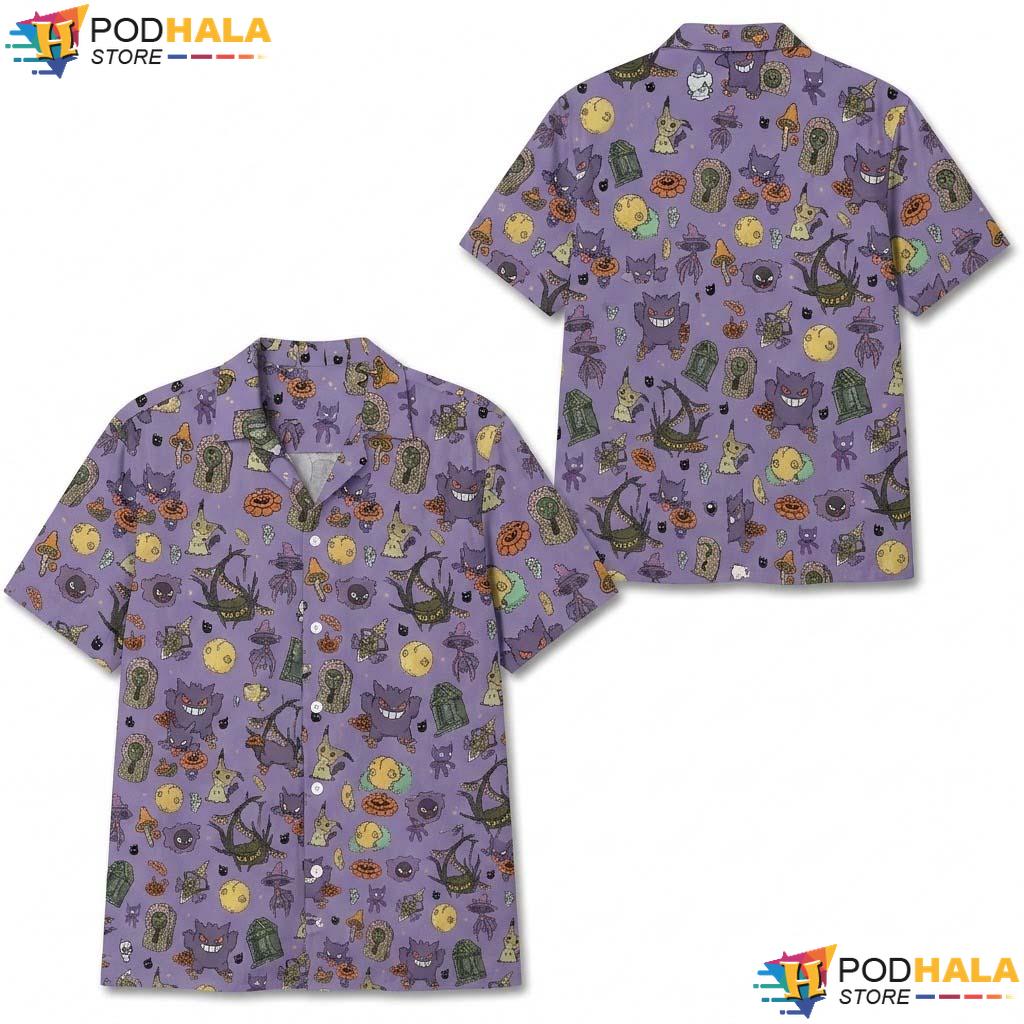 Pokemon Ghost Halloween Hawaiian Shirt Gengar Family Matching Outfit