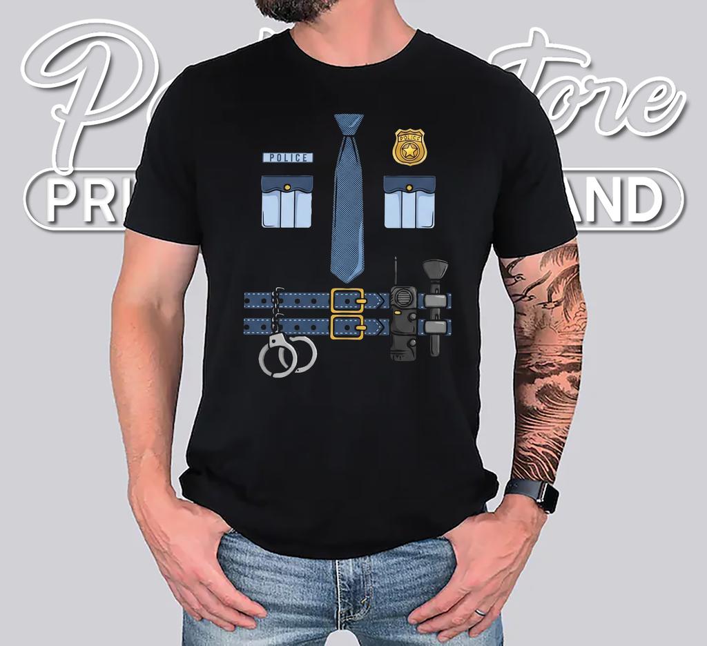Policeman Officer Costume Halloween Tshirt Police Apparel Mens Outfit Policeman Officer Costume Halloween Tshirt Police Apparel Mens Outfit
