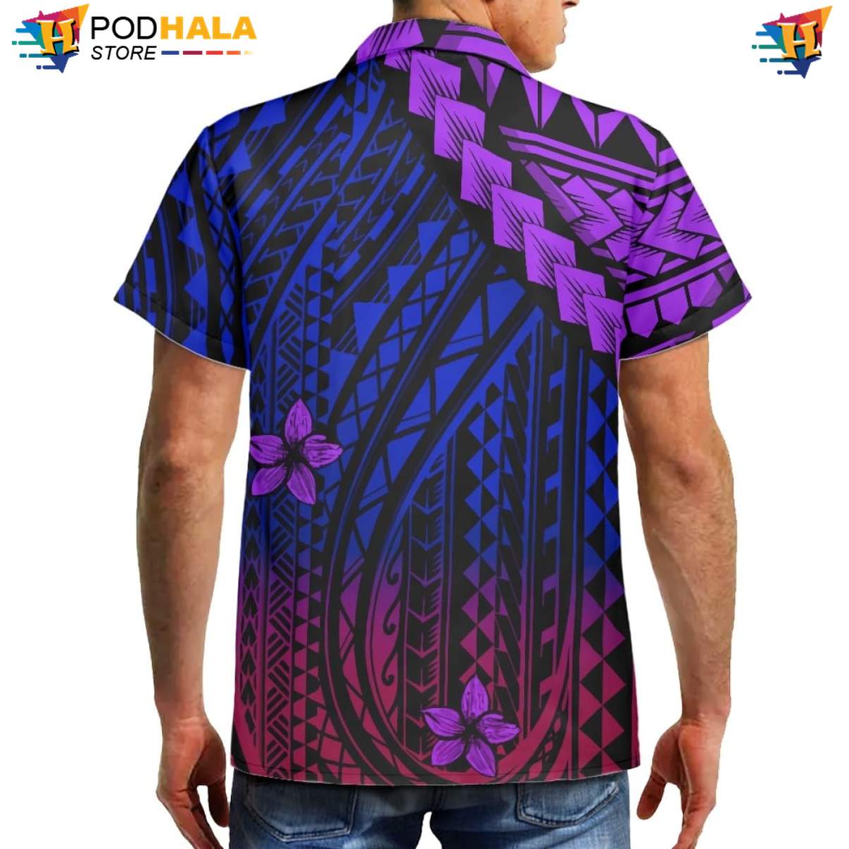 Polynesian Samoa Plumeria Short-sleeve button-up shirt Mens Traditional Island Beachwear Polynesian Samoa Plumeria Short-sleeve button-up shirt Mens Traditional Island Beachwear