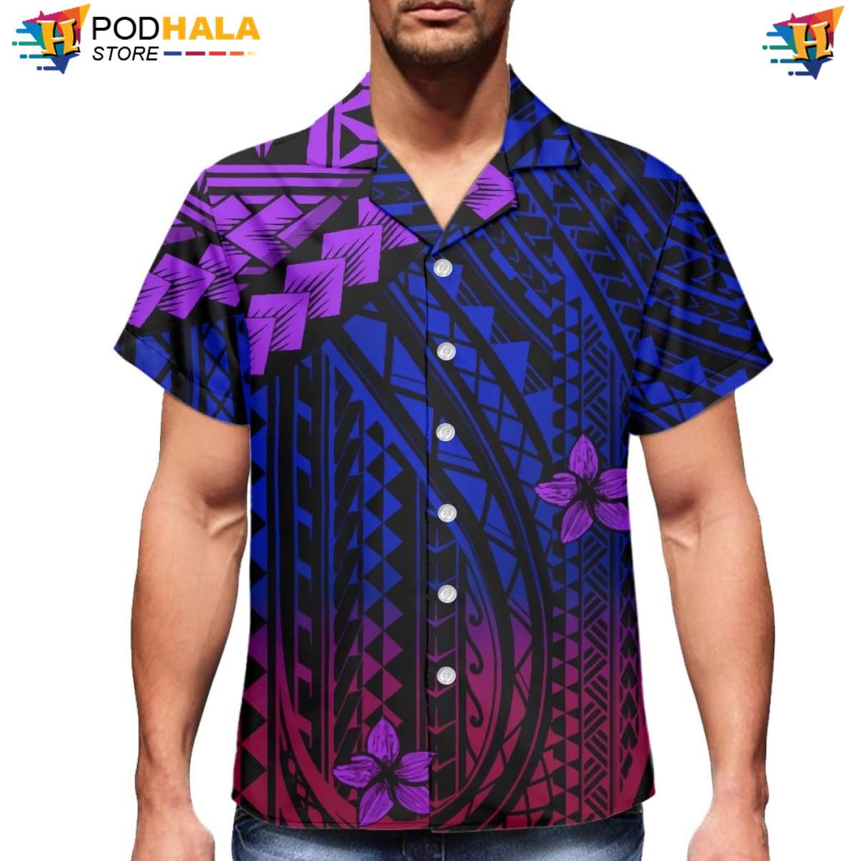 Polynesian Samoa Plumeria Tropical Shirt Mens Traditional Island Beachwear Polynesian Samoa Plumeria Tropical Shirt Mens Traditional Island Beachwear