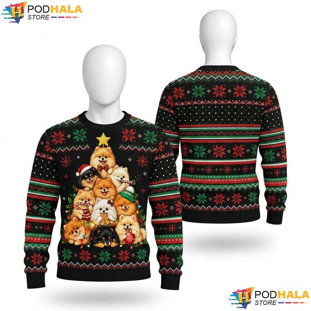 Pomeranian Christmas Tree Christmas Sweater Festive Fluffy Dog Top