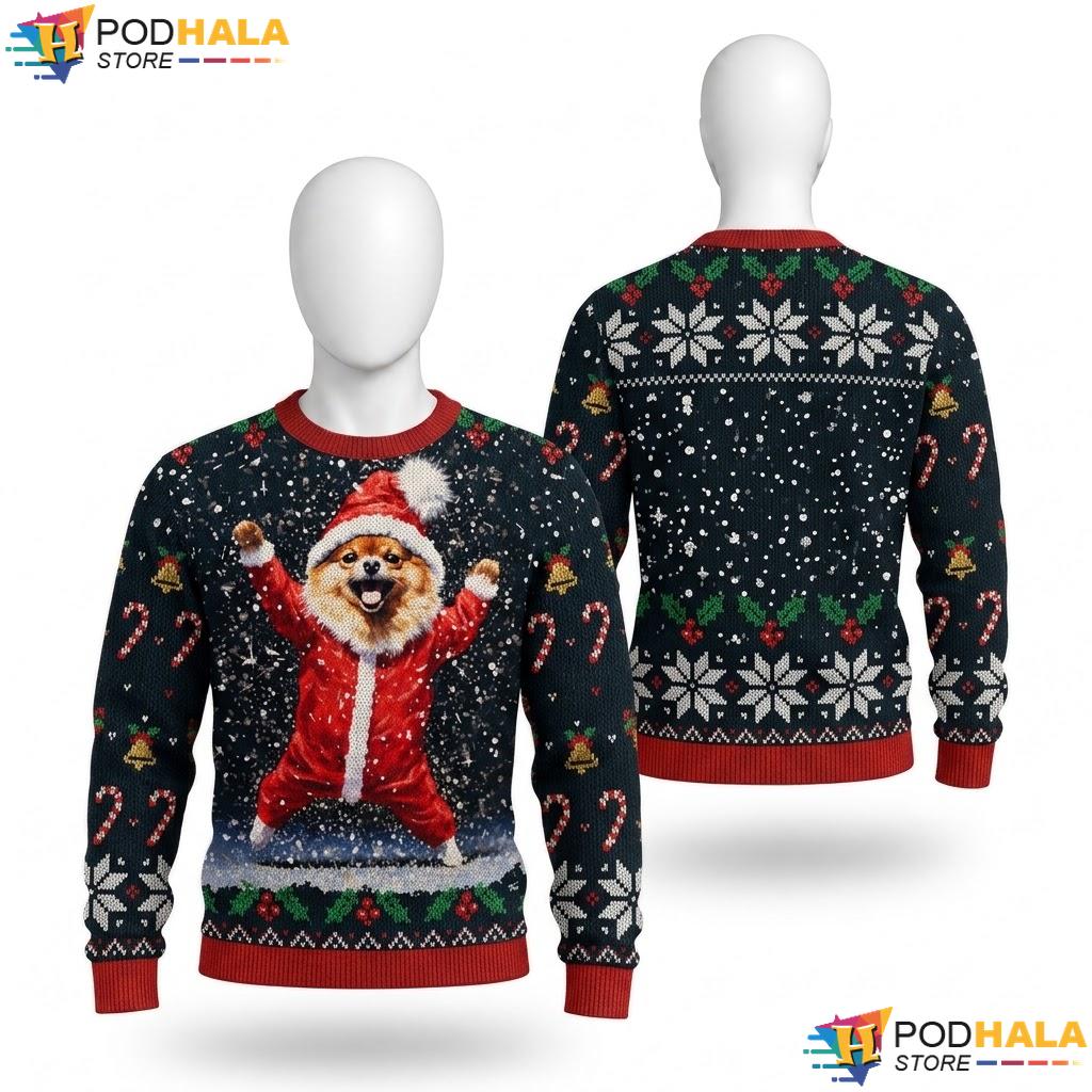 Pomeranian Dog Funny Ugly Christmas Sweater Pet Lover Holiday Top