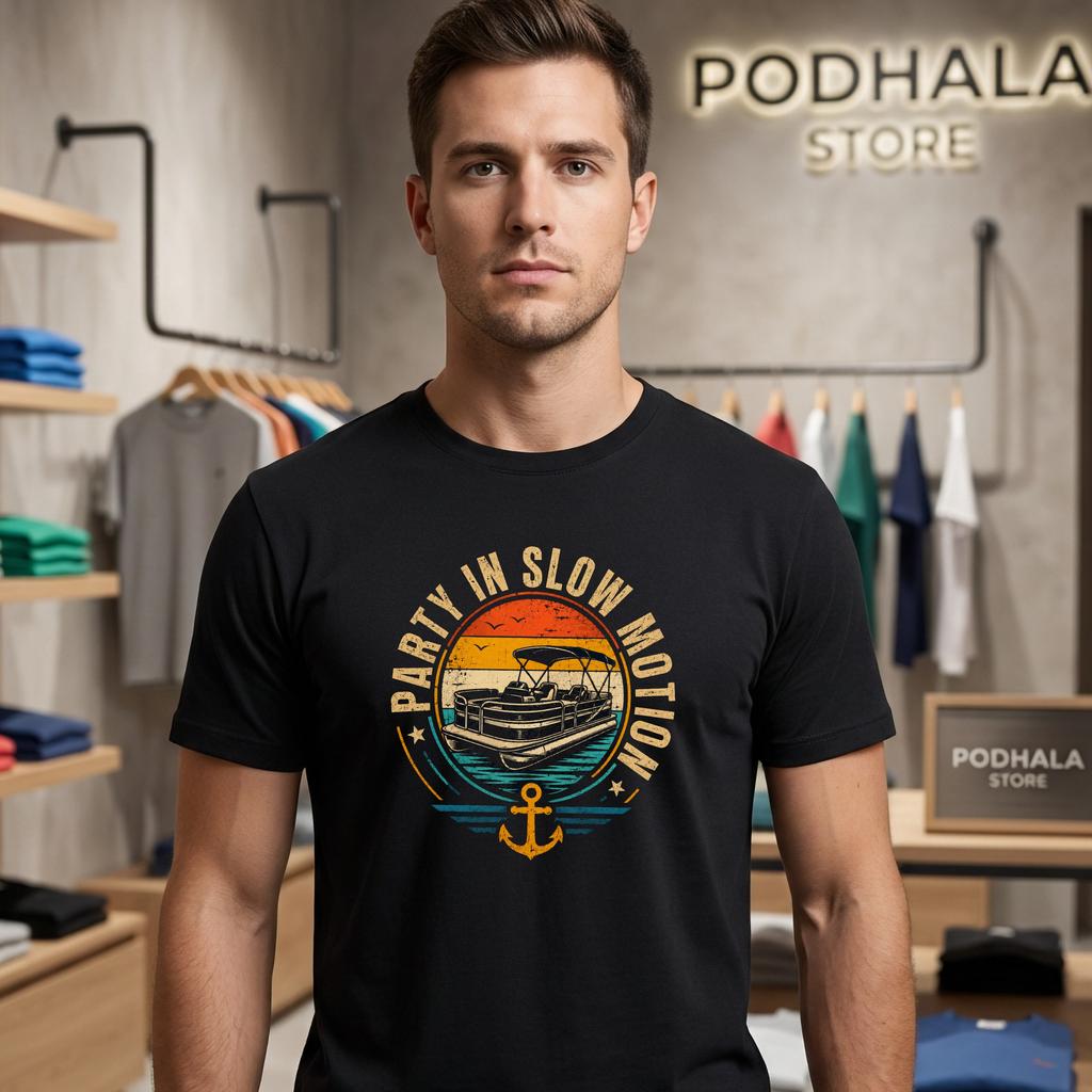 Pontoon Party Slow Motion Shirt Funny Boat Lake Drinking Humor Top Pontoon Party Slow Motion Shirt Funny Boat Lake Drinking Humor Top