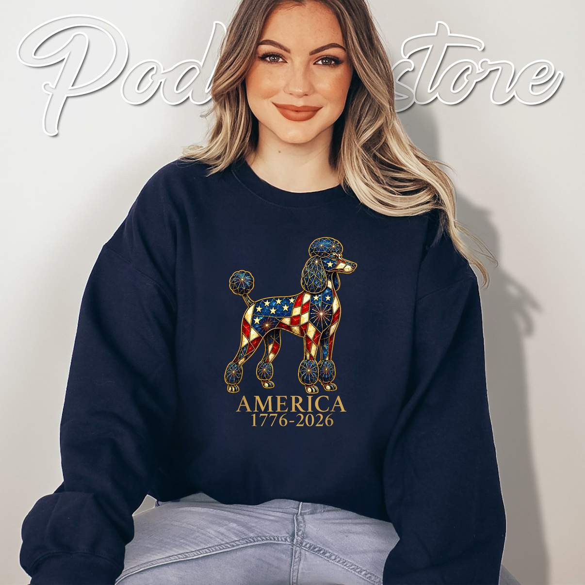 Poodle Patriotic US Flag T-Shirt America 1776 To 2026 Anniversary Top Poodle Patriotic US Flag T-Shirt America 1776 To 2026 Anniversary Top