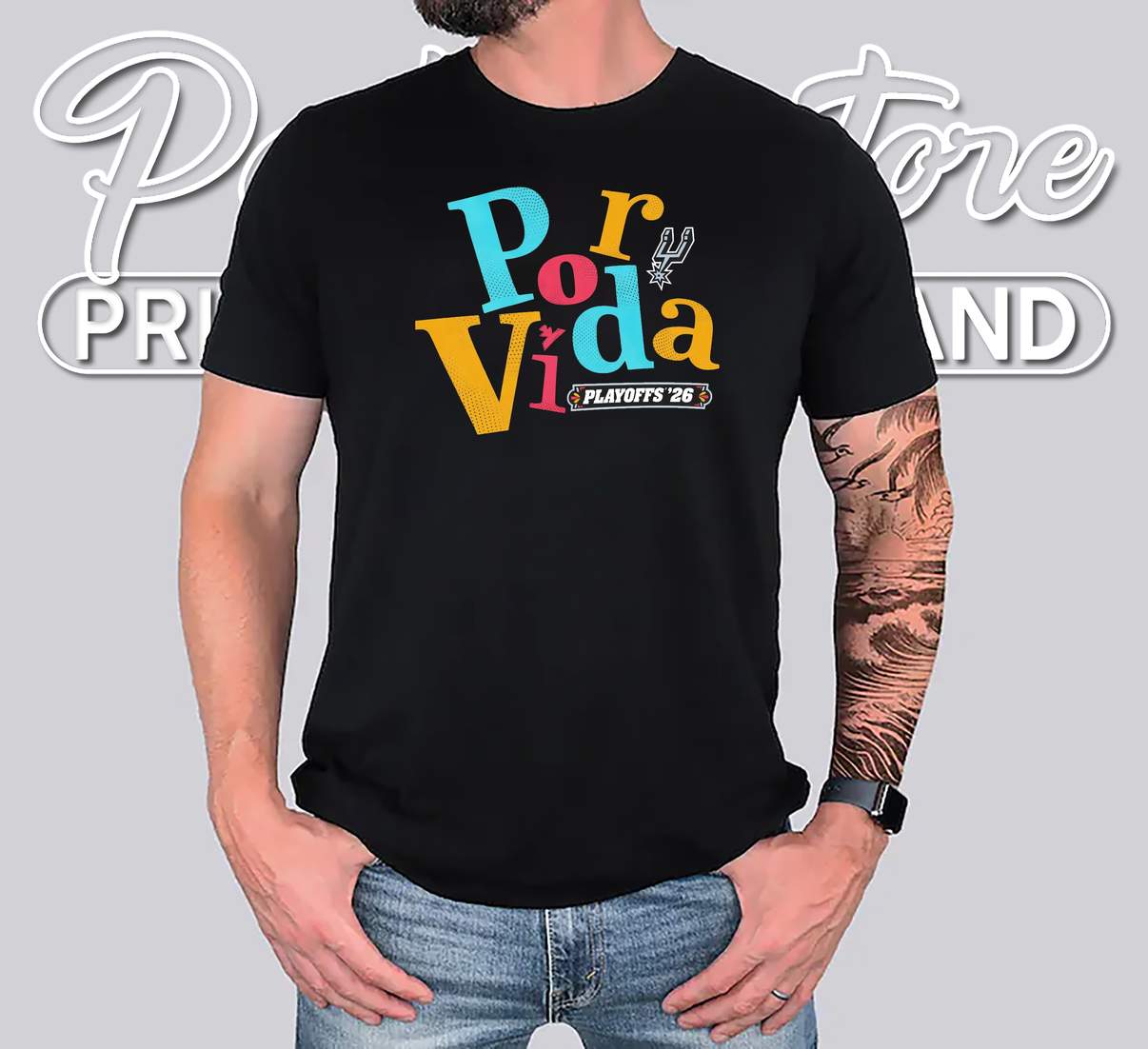 Por Vida Playoffs Spurs Fan Shirt San Antonio Basketball Graphic Design Art