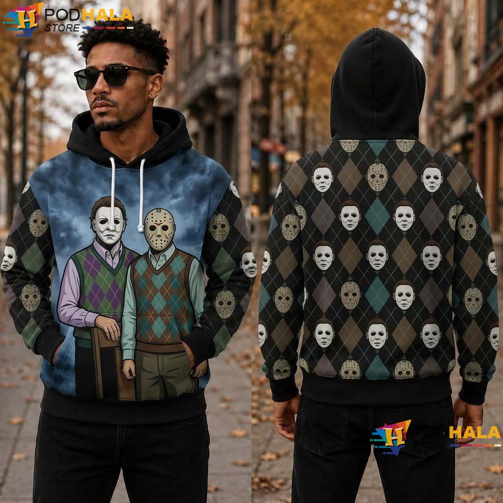 Portrait Halloween 3D Hoodie Myers Jason Funny Horror Movie Portrait Halloween 3D Hoodie Myers Jason Funny Horror Movie