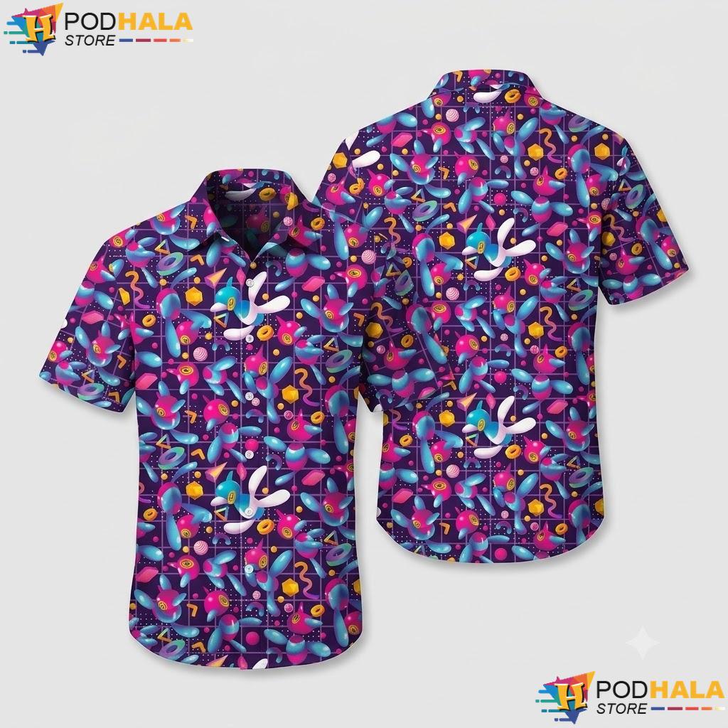 Porygon Retro Cyber Button Up Shirt Colorful Summer Beach Outfit Top