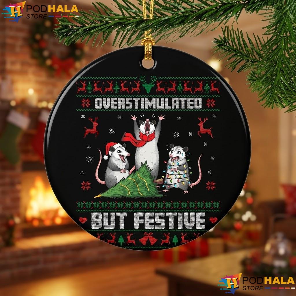 Possum Overstimulated Christmas Ornament Funny Festive Holiday Decor