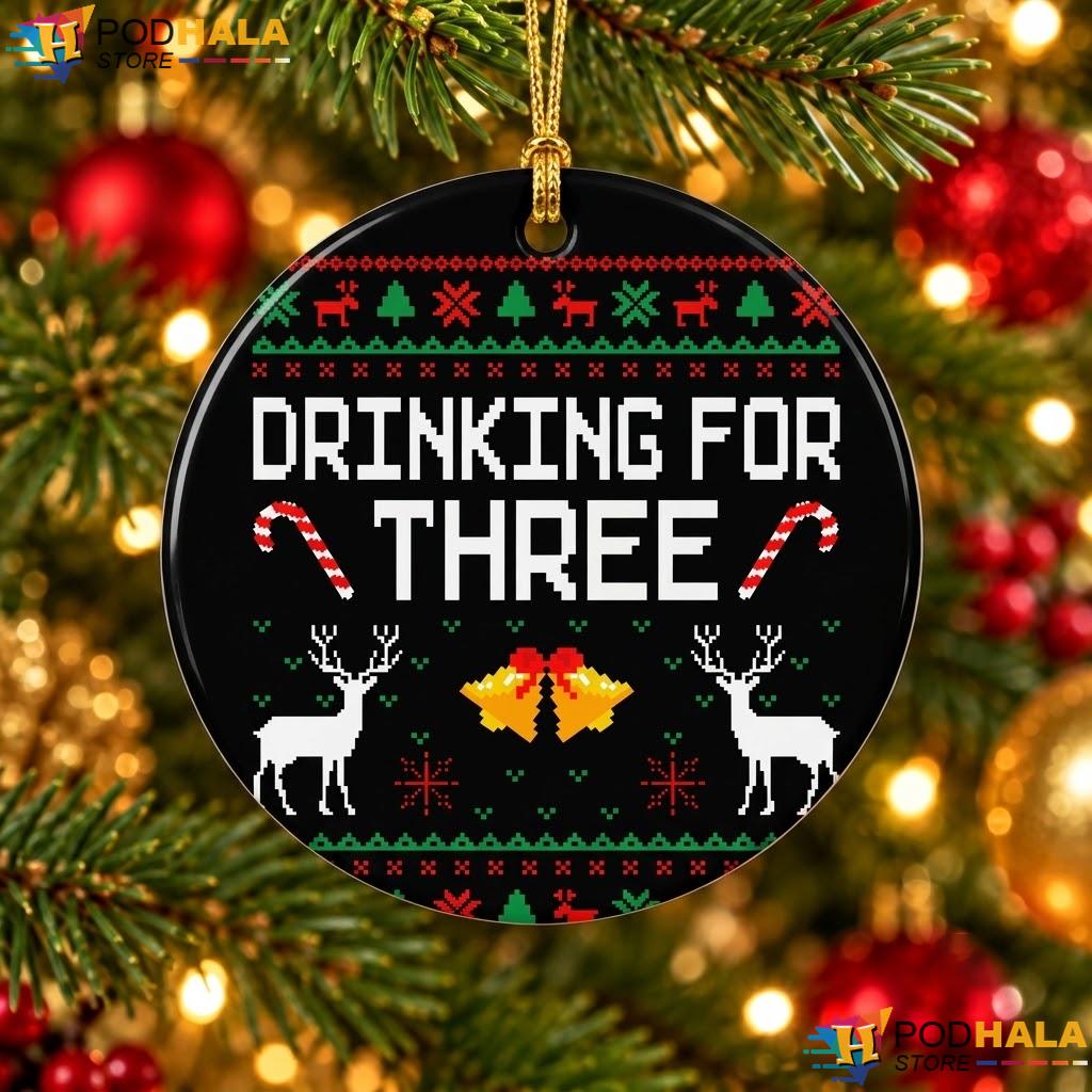 Pregnancy Mom Dad Christmas Ornament Drinking For Three Holiday Decor