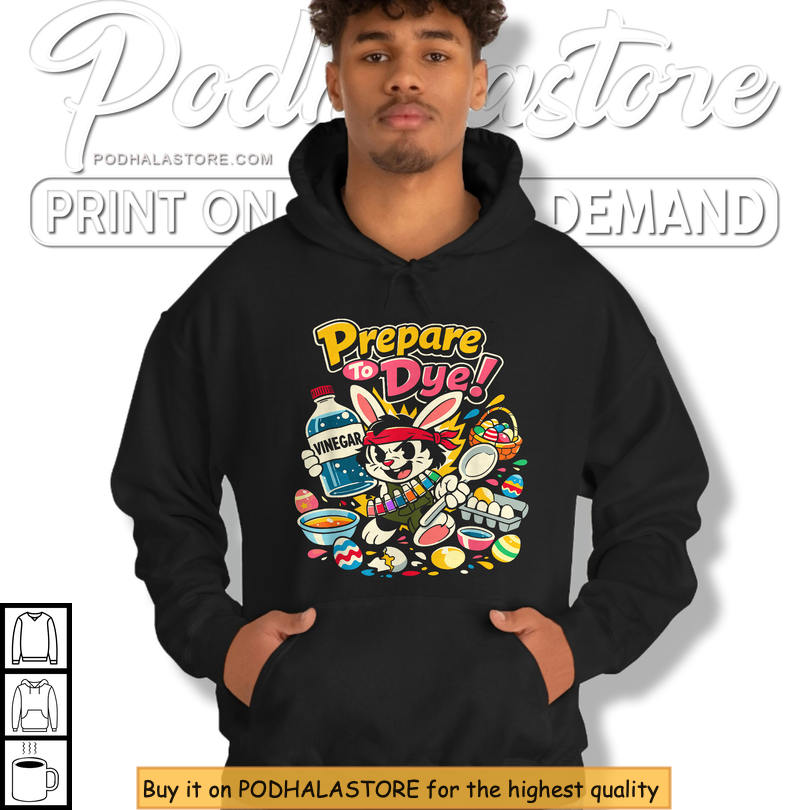 Prepare To Dye Cartoon Graphic Funny Easter Shirts Cute Bunny Egg Design