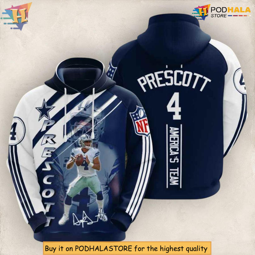 Prescott USA Player Edition Dallas Cowboys Hoodie 3D NFL Game Day Apparel