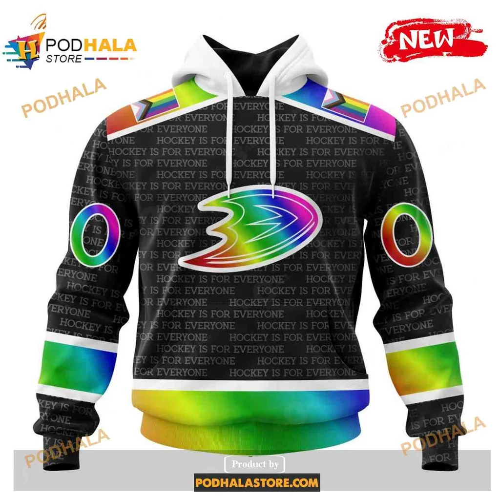 Proud Anaheim Ducks Hockey 3d Hoodie With Rainbow Gradient And Inclusive Message