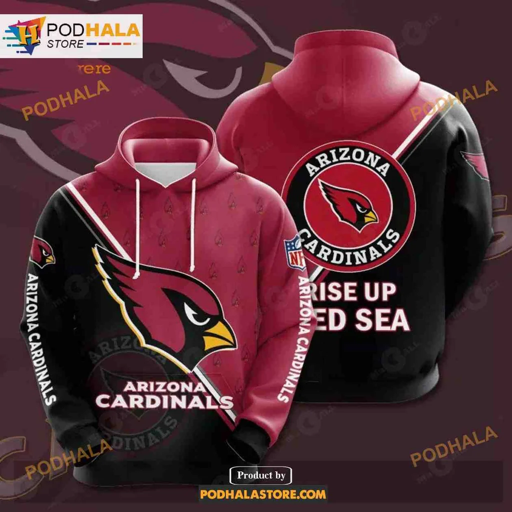 Proud Arizona Cardinals 3d Hoodie, Rise Up Red Sea Design