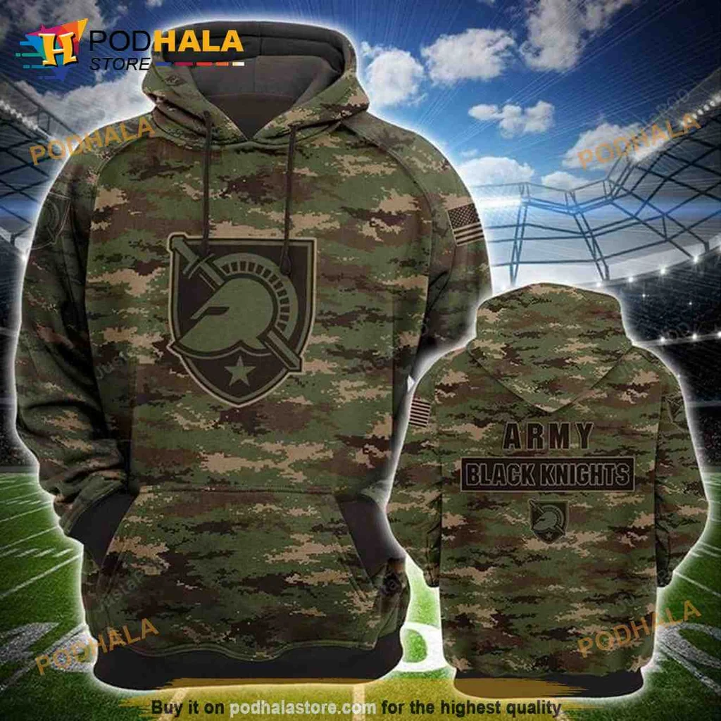 Proud Army Black Knights 3d Hoodie With Spartan Helmet Emblem