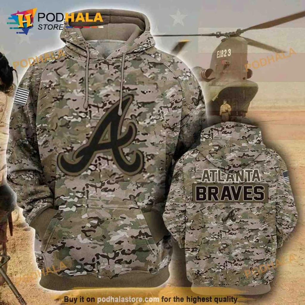 Proud Atlanta Braves Camouflage 3d Hoodie Featuring Iconic A Logo