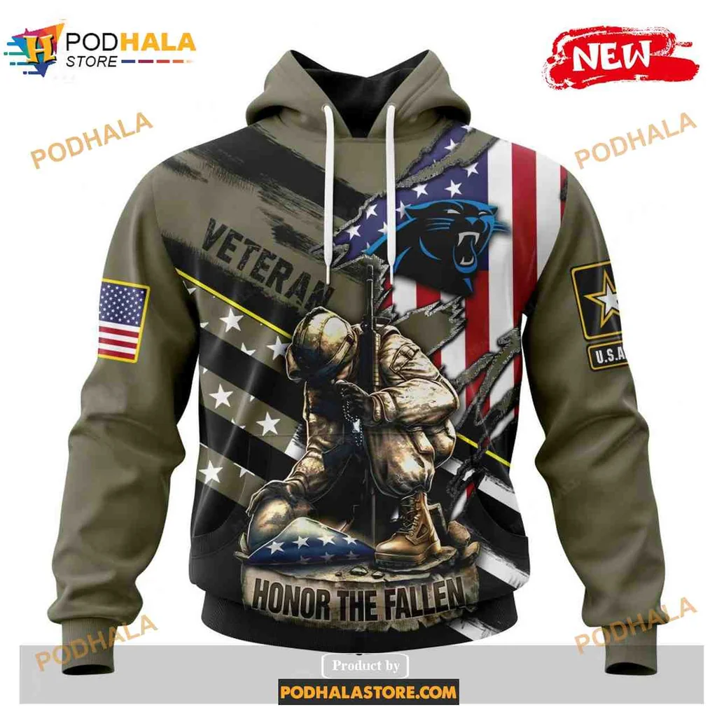 Proud Carolina Panthers Soldier 3d Hoodie With Honor The Fallen Design