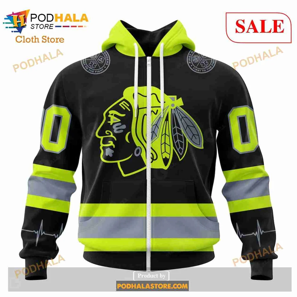 Proud Chicago Blackhawks Firefighter All Over Print Hoodie With Native American Chief Design Proud Chicago Blackhawks Firefighter All Over Print Hoodie With Native American Chief Design