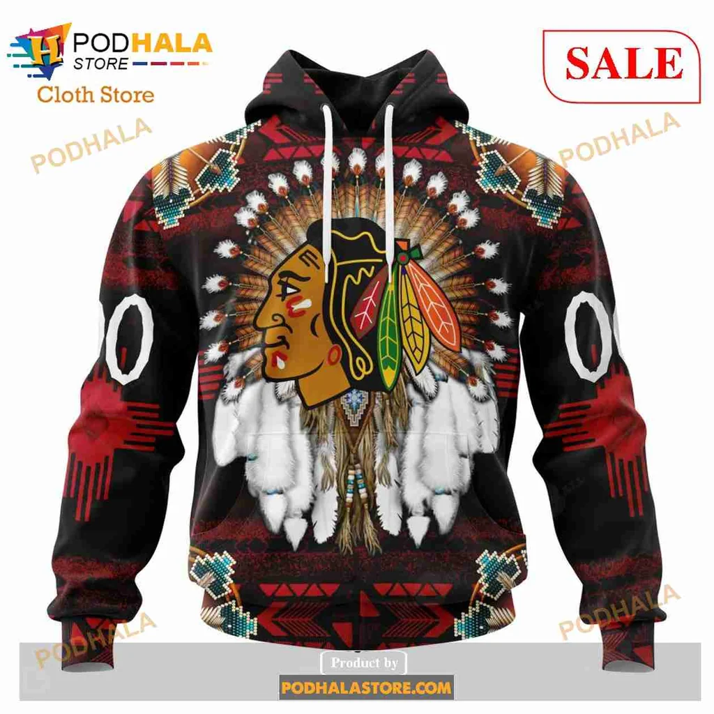 Proud Chicago Blackhawks Native American 3d Hoodie With Vibrant Headdress Design