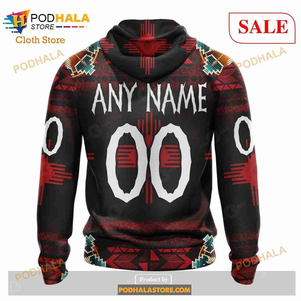 Proud Chicago Blackhawks Native American AOP Hoodie With Vibrant Headdress Design Proud Chicago Blackhawks Native American AOP Hoodie With Vibrant Headdress Design