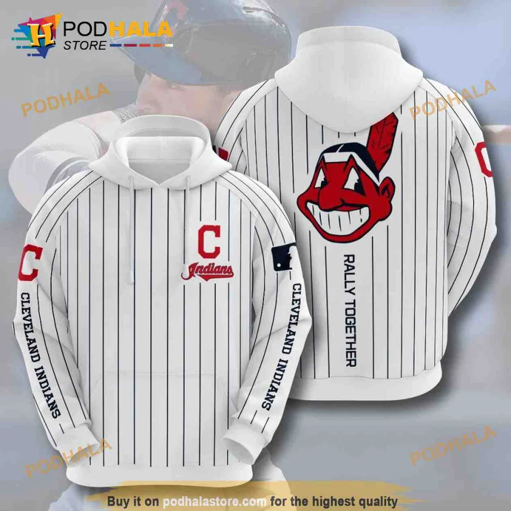 Proud Cleveland Indians 3d Hoodie With Red C Emblem And Rally Together Design