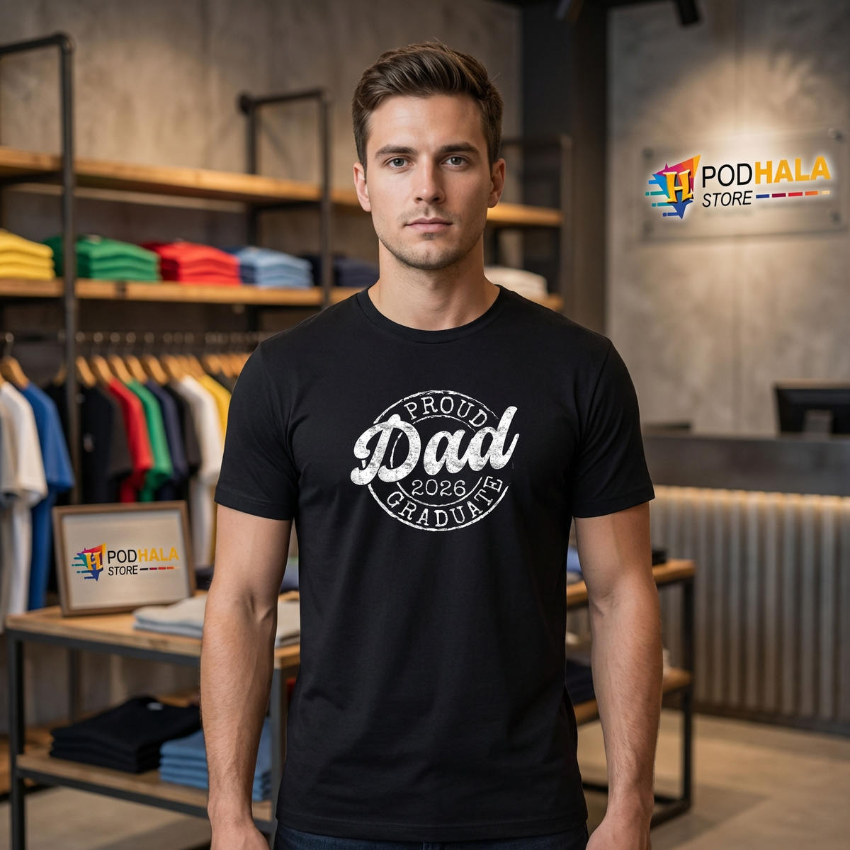 Proud Dad Of Graduate Stamp Shirt 2026 Senior Graduation Father Fan Apparel