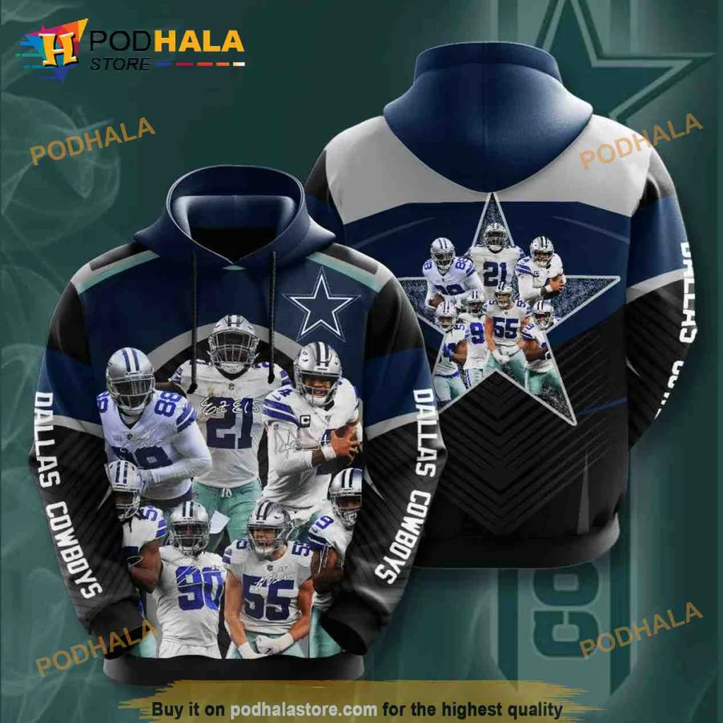 Proud Dallas Cowboys 3d Hoodie With Iconic Star Logo And Player Design
