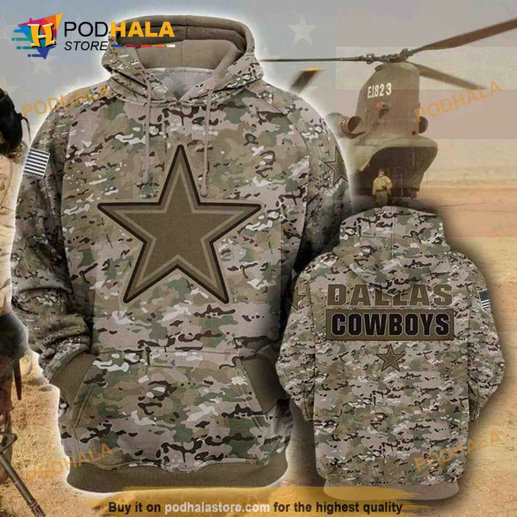 Proud Dallas Cowboys Camouflage 3d Hoodie With Bold Star Design