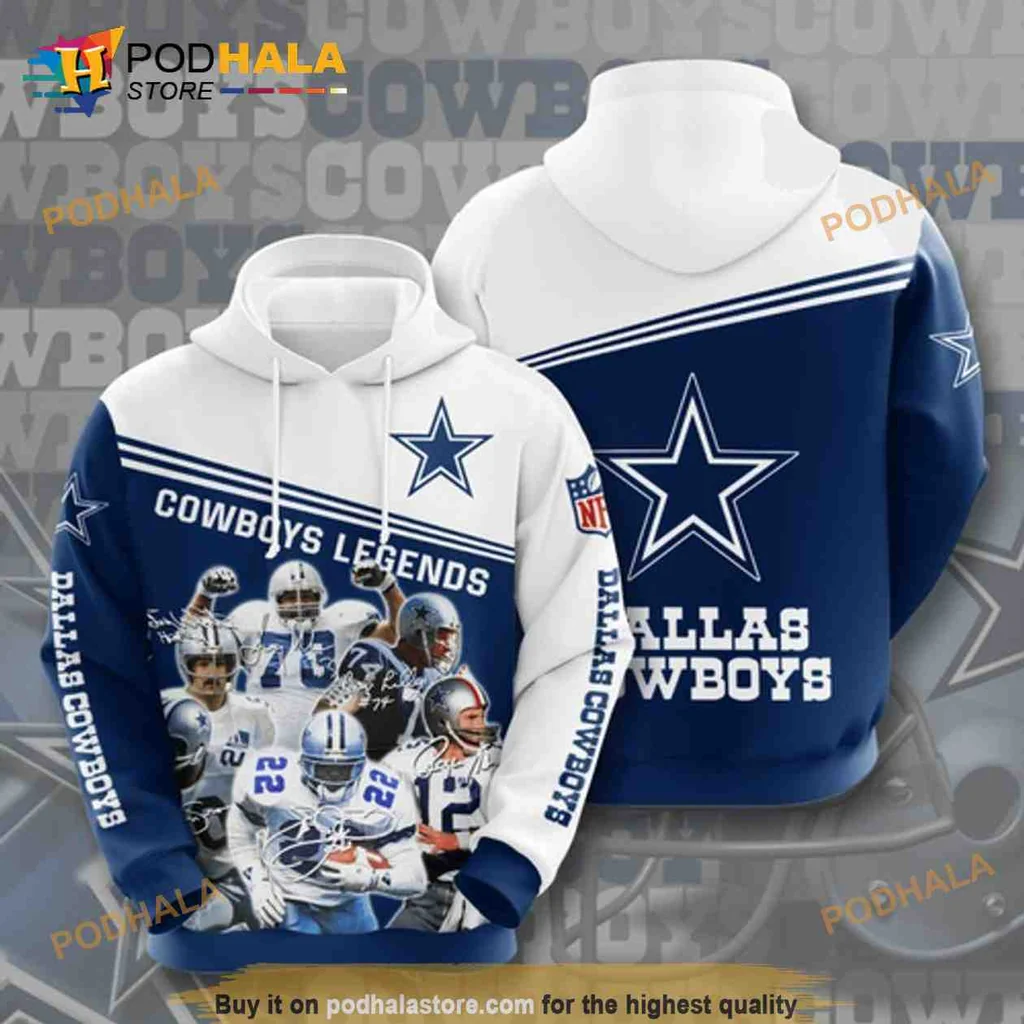 Proud Dallas Cowboys Legends 3d Hoodie Featuring Iconic Star Emblem