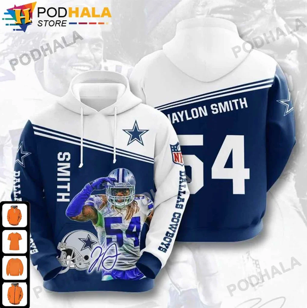 Proud Dallas Cowboys Smith 54 3d Hoodie With Bold Player Graphic