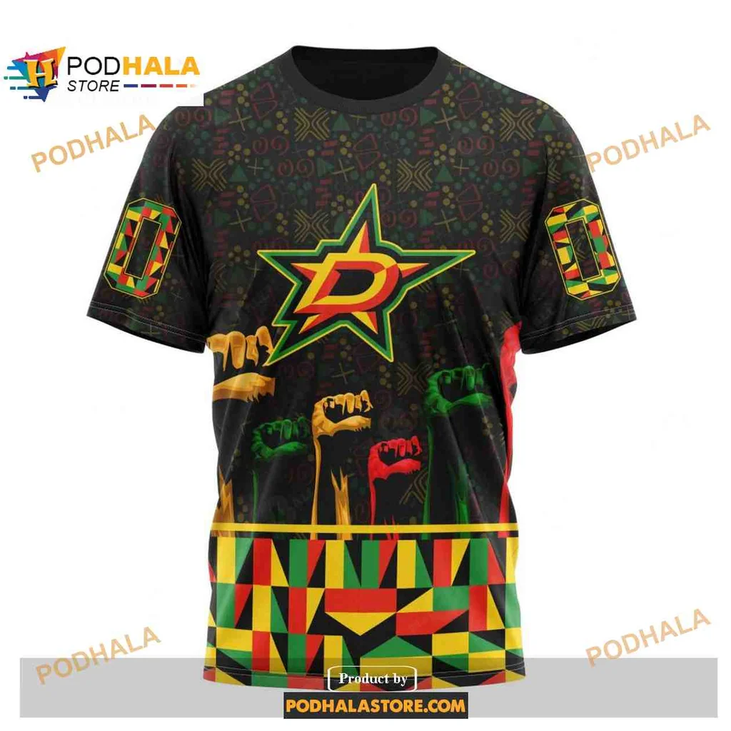 Proud Dallas Stars Black History Month Hoodie With Vibrant Design - View 2 Proud Dallas Stars Black History Month Hoodie With Vibrant Design - View 2