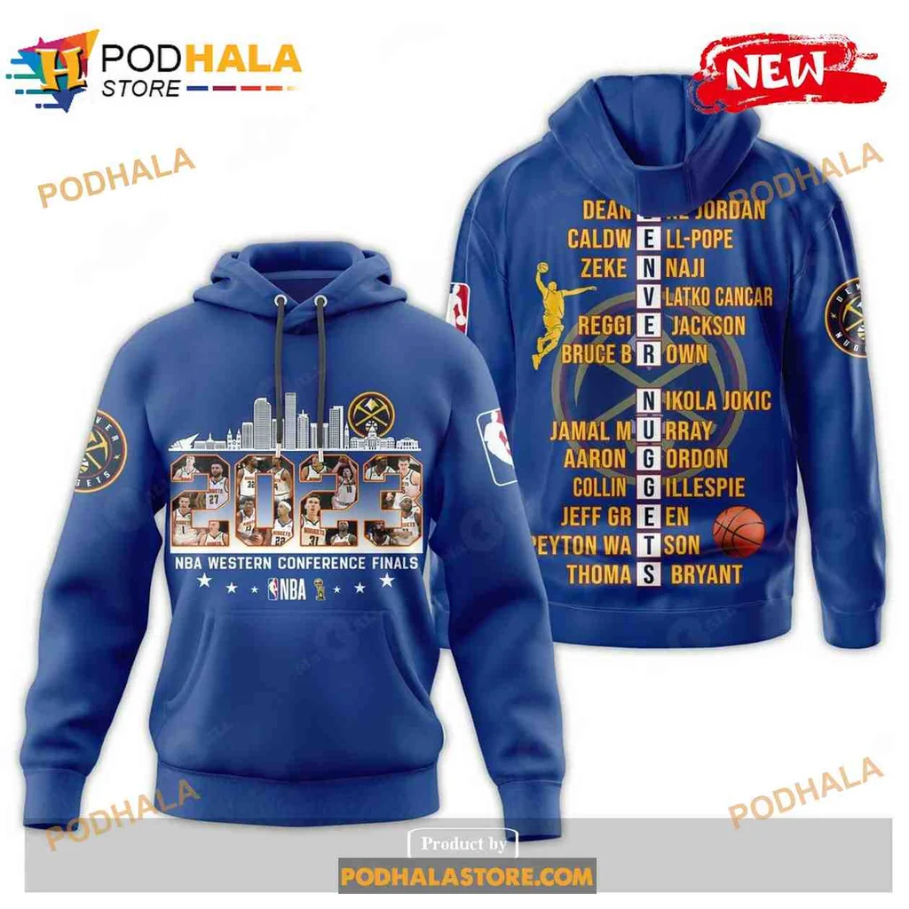 Proud Denver Nuggets 3d Hoodie, 2023 Western Conference Finals Skyline Design