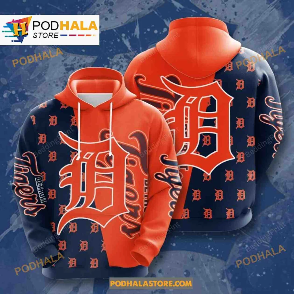 Proud Detroit Tigers 3d Hoodie With Vibrant Orange Logo